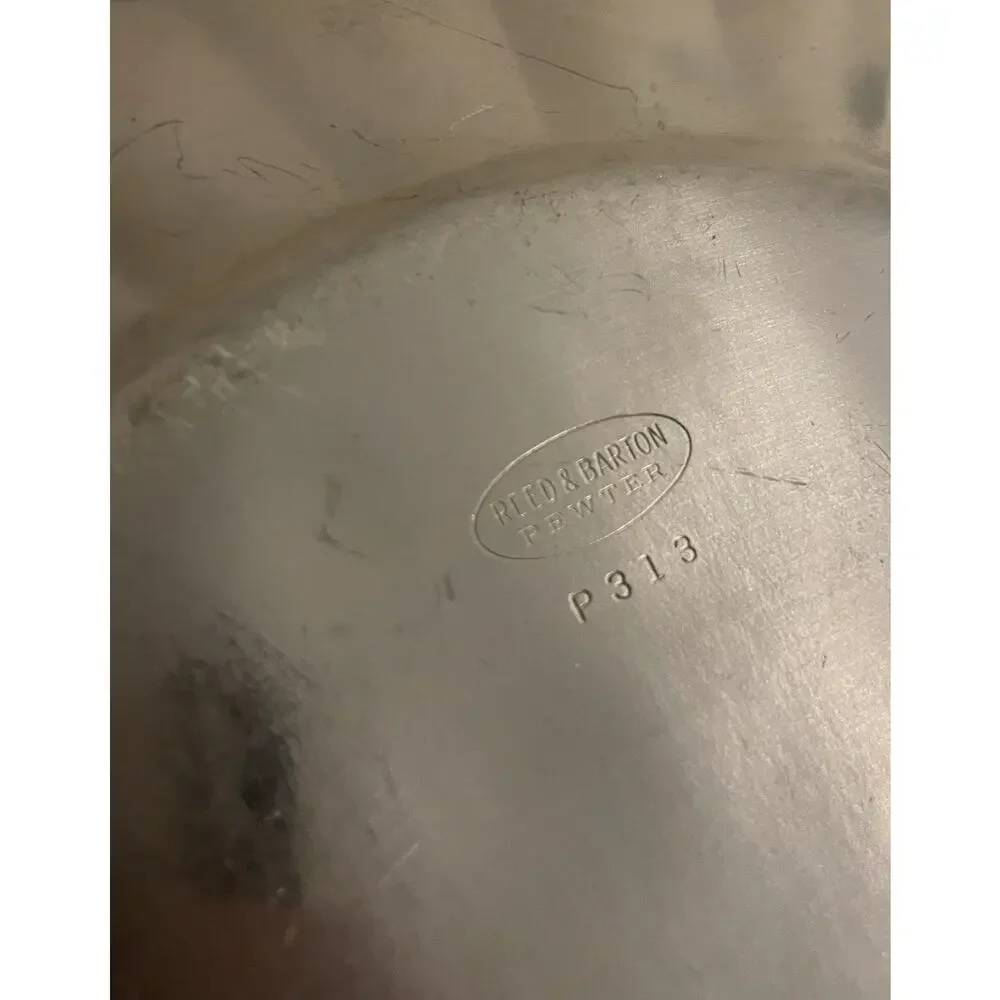 VTG Reed & Barton Pewter P313 Scalloped Edge Decorative Bowl Dish 10.75” x 8”